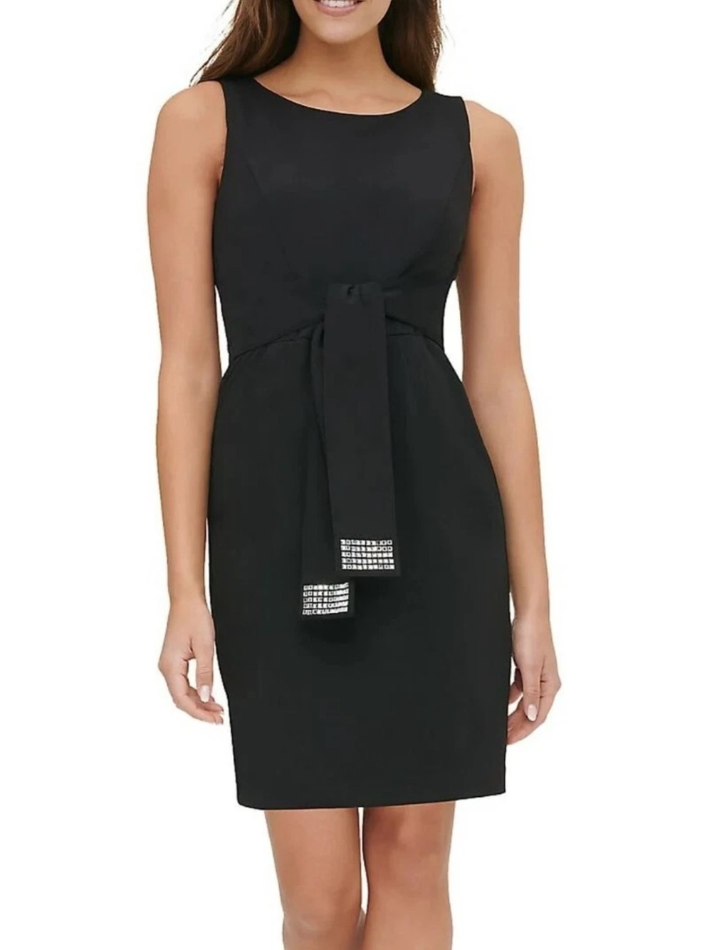 Tommy Hilfiger Black Rhinestone Tie Waist Sheath Dress Size 6